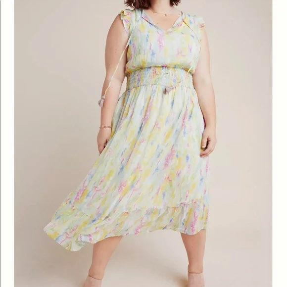 anthropologie watercolor maxi dress Anthropologie Plus Size 22W Watercolor Maxi Dress